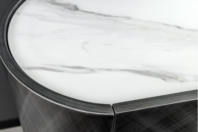 Buffet bas REFLECTION 150cm Anthracite & Marbre Blanc
