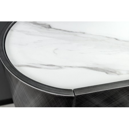 Buffet bas REFLECTION 150cm Anthracite & Marbre Blanc