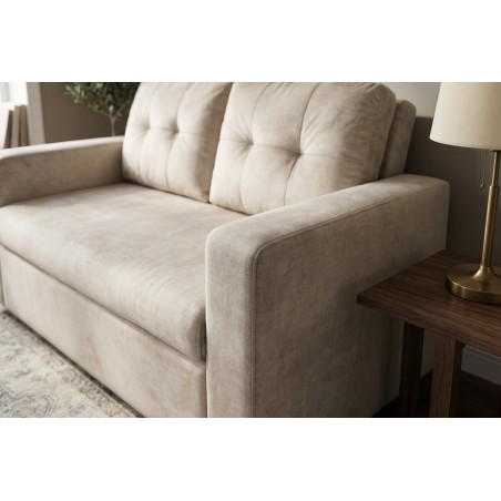 Canapé-lit SMART 140cm velours champagne beige - 2 places
