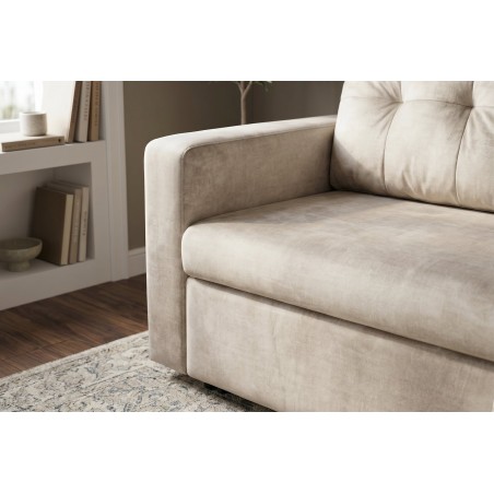 Canapé-lit SMART 140cm velours champagne beige - 2 places