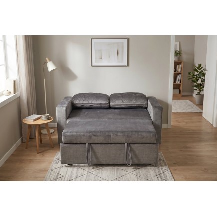 Canapé-lit SMART 140cm velours gris - Convertible 2 places 2