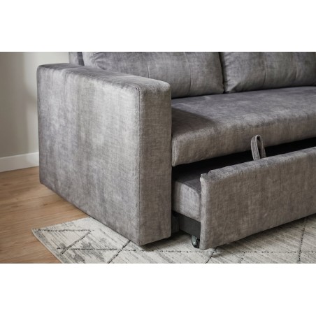 Canapé-lit SMART 140cm velours gris - Convertible 2 places