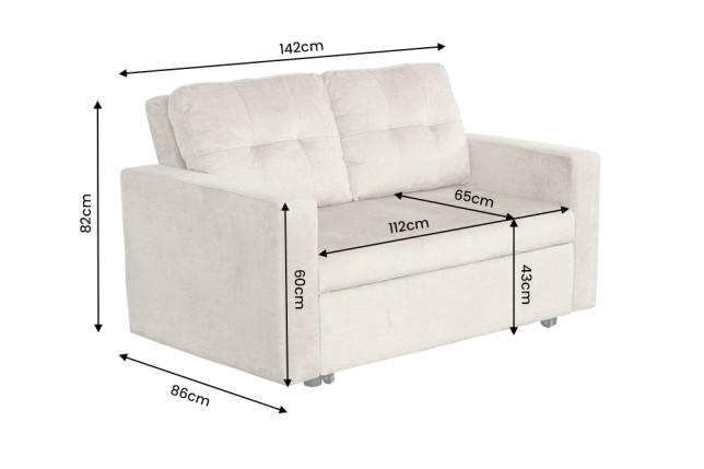 Canapé-lit SMART 140cm velours gris - Convertible 2 places