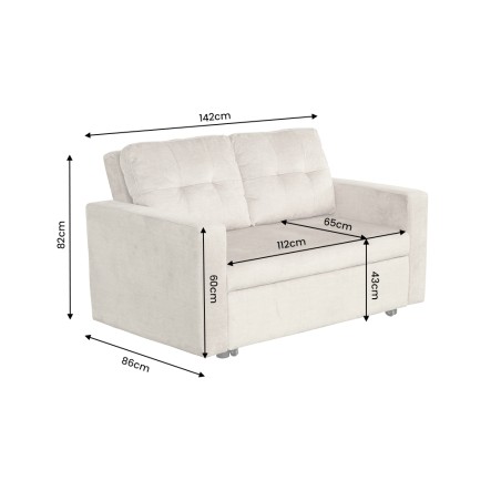 Canapé-lit SMART 140cm velours gris - Convertible 2 places