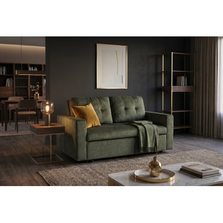 Canapé-lit SMART 140cm 2 places velours vert
