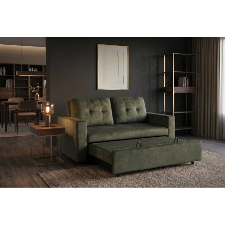 Canapé-lit SMART 140cm 2 places velours vert