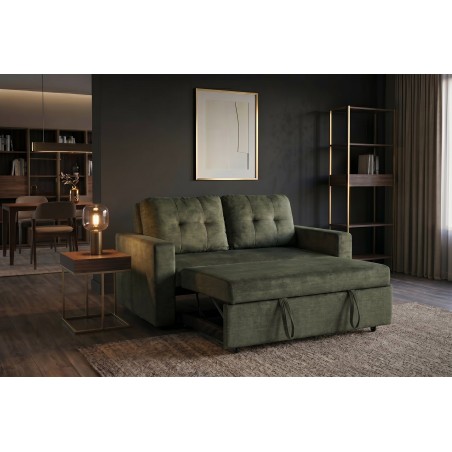 Canapé-lit SMART 140cm 2 places velours vert