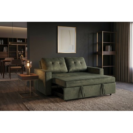 Canapé-lit SMART 140cm 2 places velours vert
