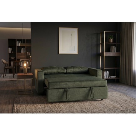 Canapé-lit SMART 140cm 2 places velours vert 2