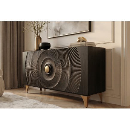 Buffet bas GOLDEN SUNSET 140cm manguier noir et doré 2