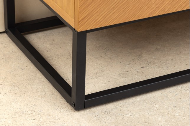 Buffet bas GRANDEZZA 180cm chêne et métal noir