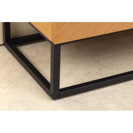 Buffet bas GRANDEZZA 180cm chêne et métal noir