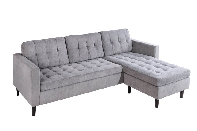 Canapé d'angle STOCKHOLM 220cm tissu cordon gris