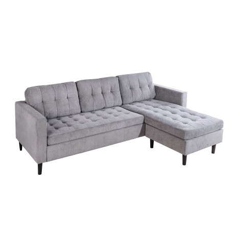 Canapé d'angle STOCKHOLM 220cm tissu cordon gris