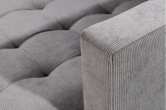 Canapé d'angle STOCKHOLM 220cm tissu cordon gris