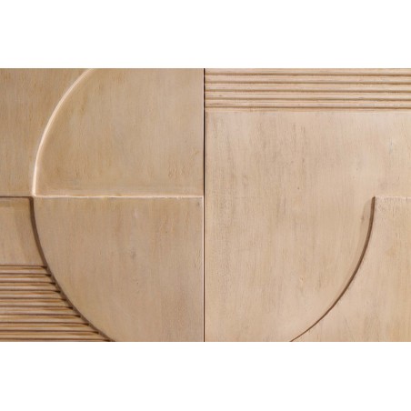 Buffet bas Art Deco 170cm manguier massif blanc patiné