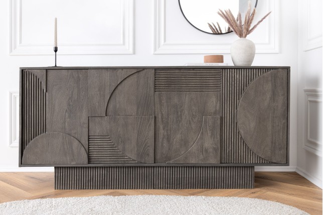 Buffet bas ART DECO 170cm manguier gris | Déco haut de gamme