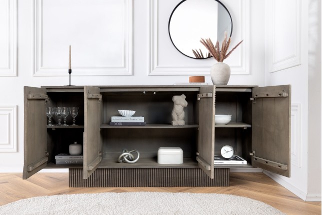 Buffet bas ART DECO 170cm manguier gris | Déco haut de gamme
