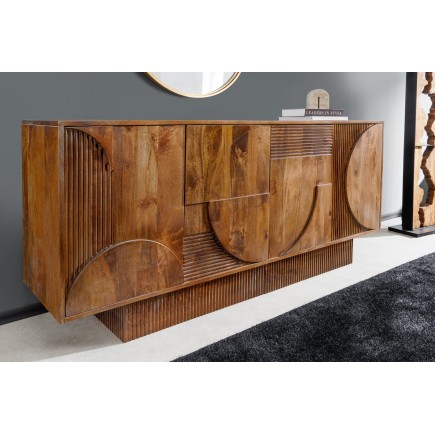 Buffet bas ART DECO 170cm manguier brun massif