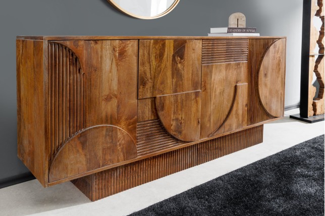 Buffet bas ART DECO 170cm manguier brun massif