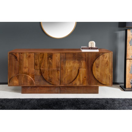 Buffet bas ART DECO 170cm manguier brun massif 2