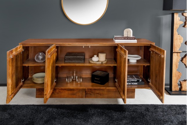 Buffet bas ART DECO 170cm manguier brun massif