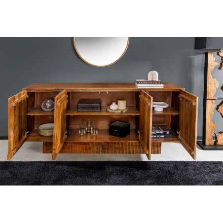 Buffet bas ART DECO 170cm manguier brun massif