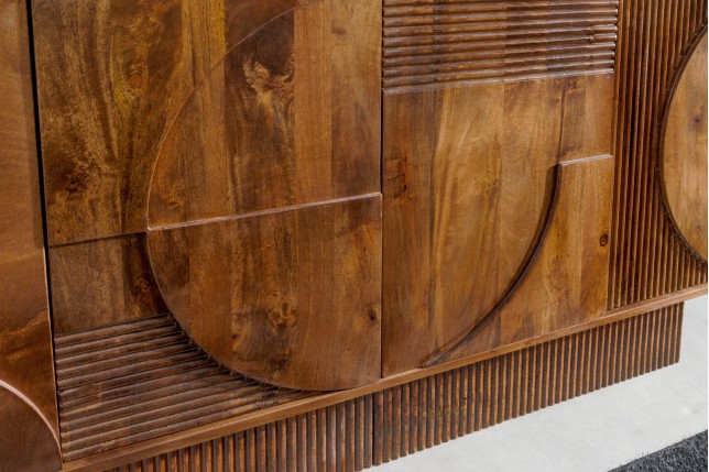 Buffet bas ART DECO 170cm manguier brun massif