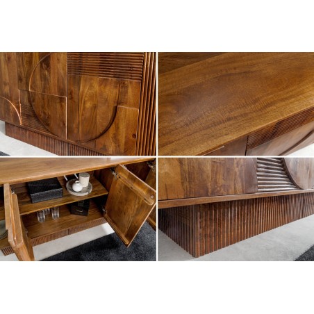 Buffet bas ART DECO 170cm manguier brun massif
