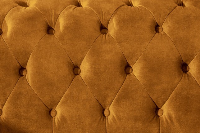 Canapé Chesterfield 3 places velours jaune moutarde 205cm