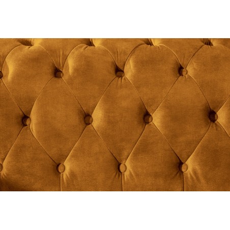 Canapé Chesterfield 3 places velours jaune moutarde 205cm