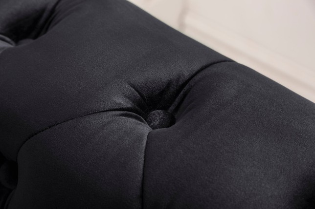 Canapé Chesterfield 205cm Velours Noir 3 Places
