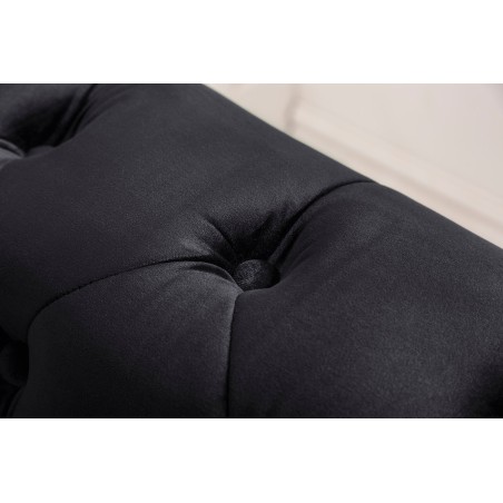 Canapé Chesterfield 205cm Velours Noir 3 Places