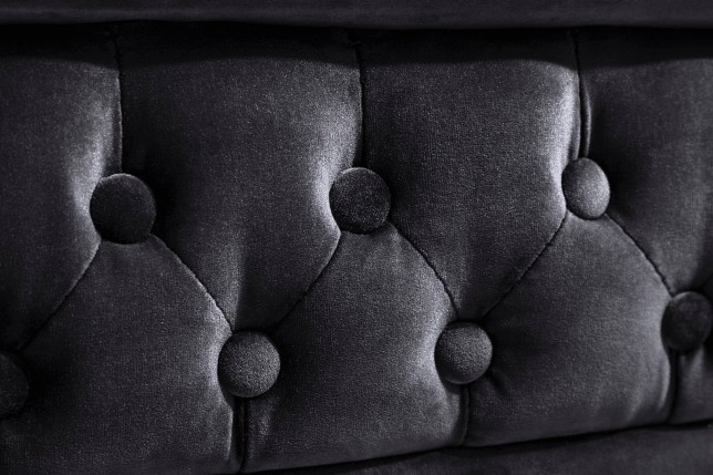 Canapé Chesterfield 205cm Velours Noir 3 Places