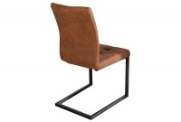 Chaise cantilever style capitonné coloris cognac