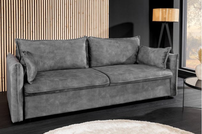 Canapé-lit APARTMENT 215cm 3 places velours gris