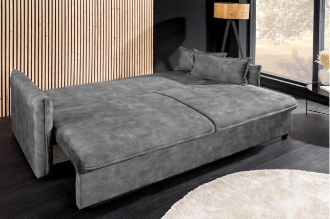 Canapé-lit APARTMENT 215cm 3 places velours gris