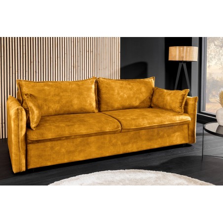 Canapé-lit APARTMENT 215cm velours jaune moutarde 3 places