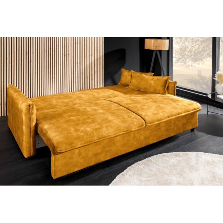 Canapé-lit APARTMENT 215cm 3 places velours jaune moutarde 2