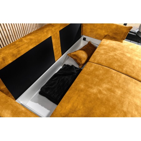 Canapé-lit APARTMENT 215cm velours jaune moutarde 3 places