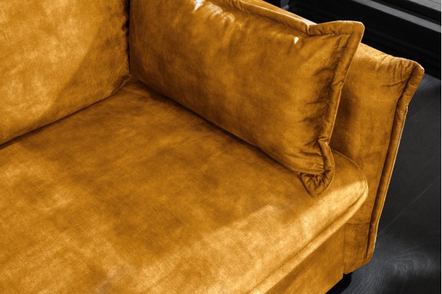 Canapé-lit APARTMENT 215cm velours jaune moutarde 3 places