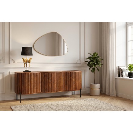 Buffet bas GRANDEUR 180cm manguier rétro pieds métal noir 2