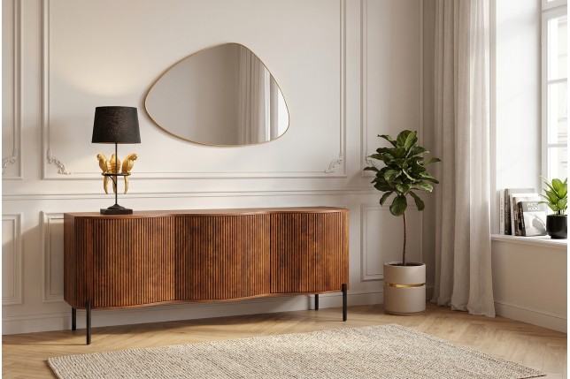Buffet bas GRANDEUR 180cm manguier rétro pieds métal noir