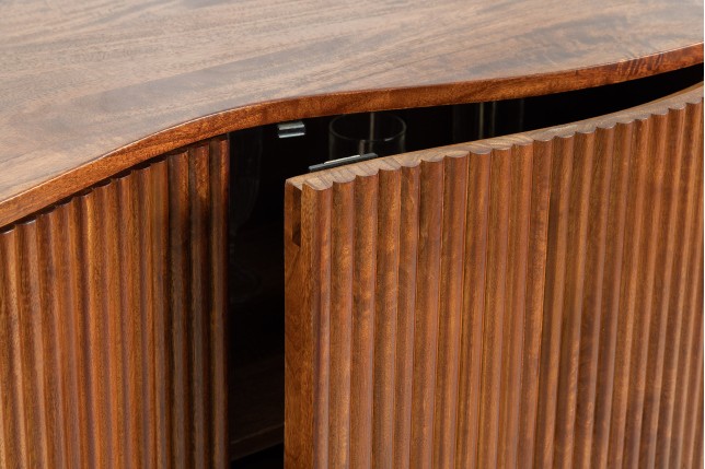 Buffet bas GRANDEUR 180cm manguier rétro pieds métal noir
