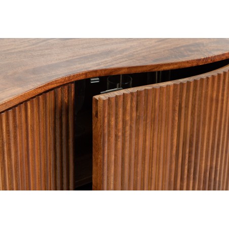 Buffet bas GRANDEUR 180cm manguier rétro pieds métal noir