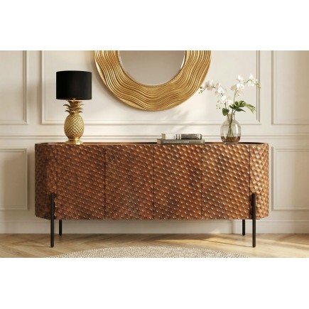 Buffet bas ADLON 180cm manguier brun pieds métal noir