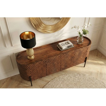 Buffet bas ADLON 180cm manguier brun pieds métal noir