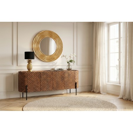 Buffet bas ADLON 180cm manguier brun pieds métal noir