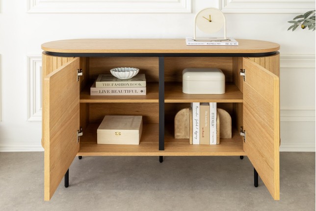 Buffet bas ATELIER 120cm chêne naturel pieds noirs