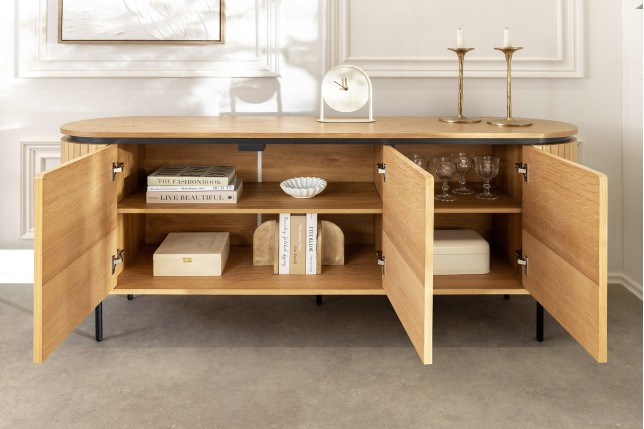 Buffet bas ATELIER 160cm chêne naturel pieds noirs